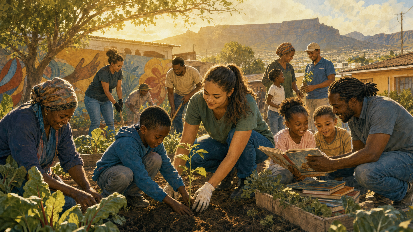 Community volunteers serving together on Nelson Mandela Day